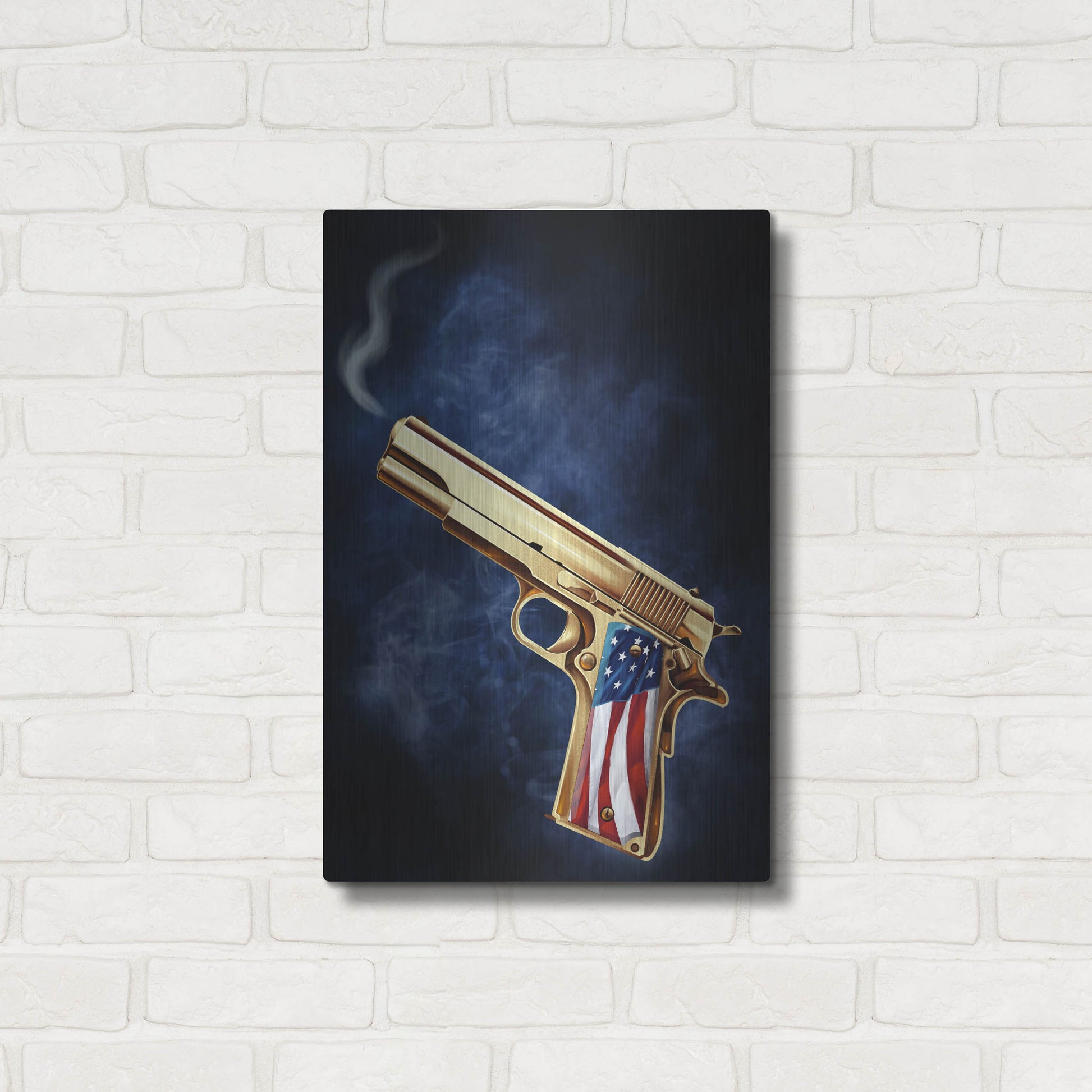 Luxe Metal Art 'Golden Gun' by Flyland Designs, Metal Wall Art,16x24