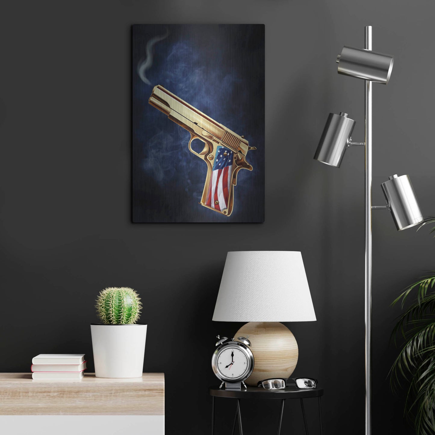 Luxe Metal Art 'Golden Gun' by Flyland Designs, Metal Wall Art,16x24