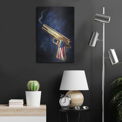 Luxe Metal Art 'Golden Gun' by Flyland Designs, Metal Wall Art,16x24