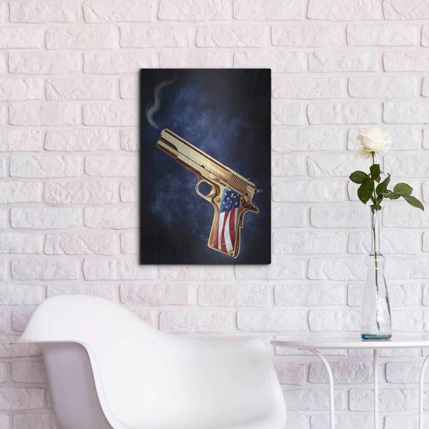 Luxe Metal Art 'Golden Gun' by Flyland Designs, Metal Wall Art,16x24
