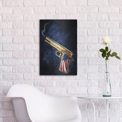 Luxe Metal Art 'Golden Gun' by Flyland Designs, Metal Wall Art,16x24