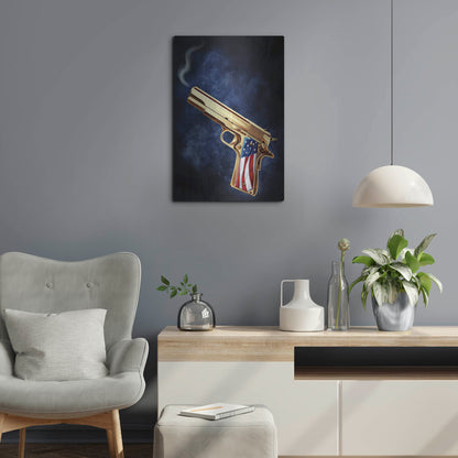 Luxe Metal Art 'Golden Gun' by Flyland Designs, Metal Wall Art,16x24