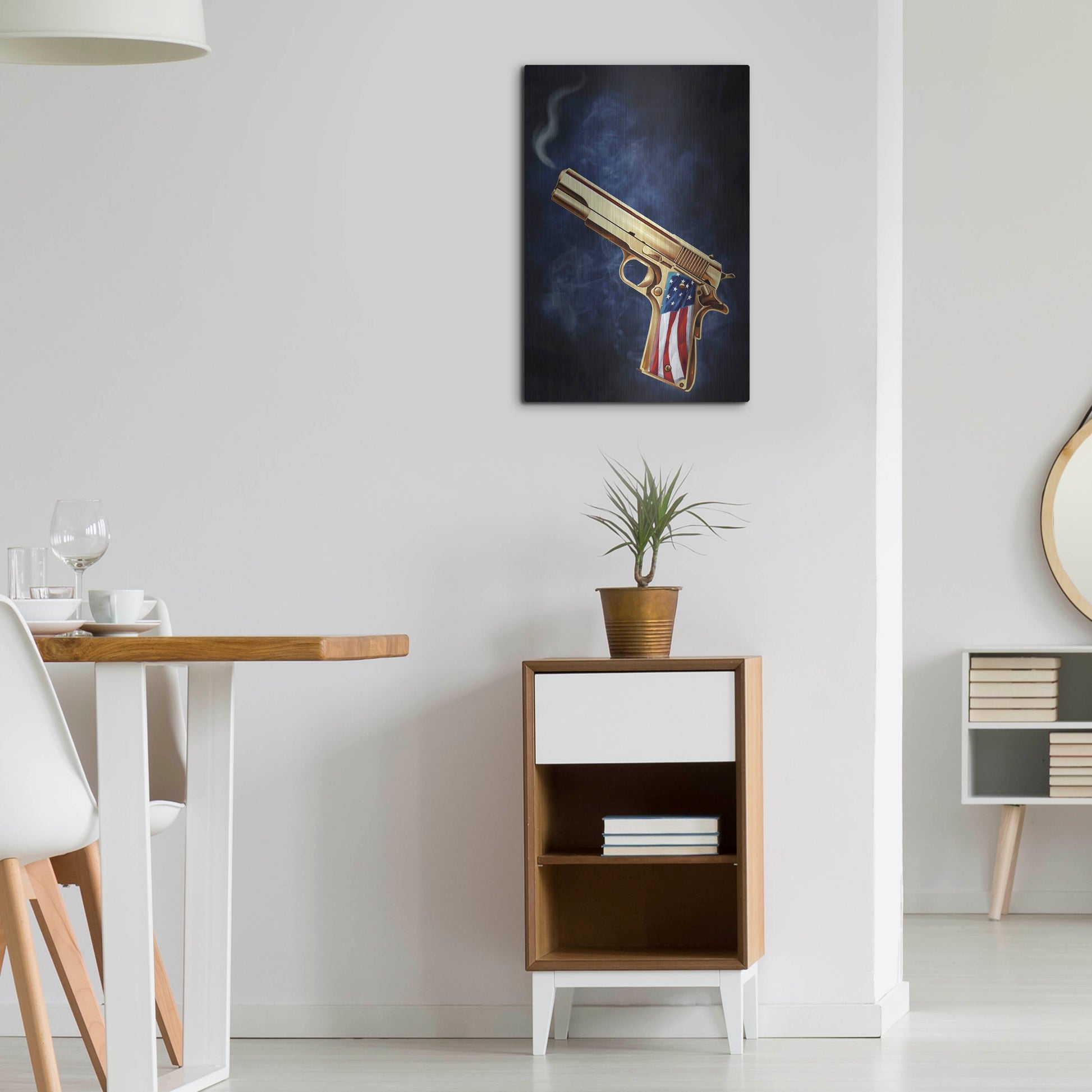 Luxe Metal Art 'Golden Gun' by Flyland Designs, Metal Wall Art,16x24