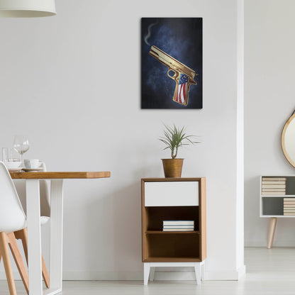 Luxe Metal Art 'Golden Gun' by Flyland Designs, Metal Wall Art,16x24