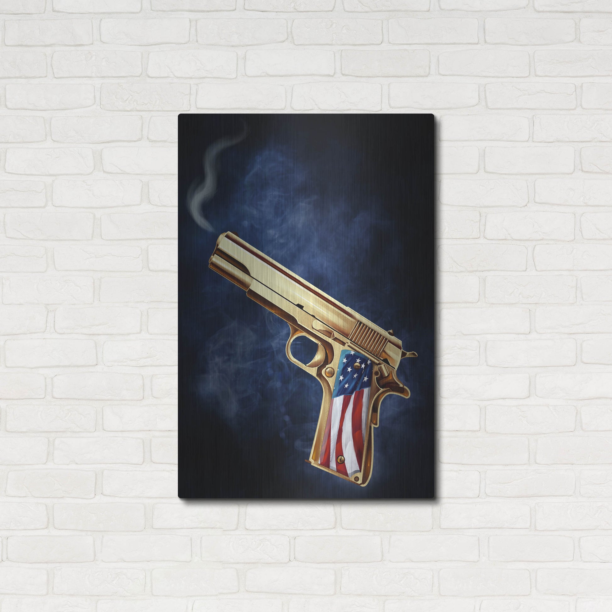 Luxe Metal Art 'Golden Gun' by Flyland Designs, Metal Wall Art,24x36