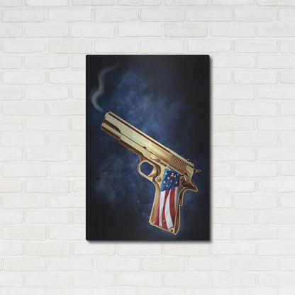 Luxe Metal Art 'Golden Gun' by Flyland Designs, Metal Wall Art,24x36