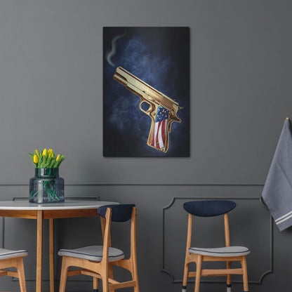 Luxe Metal Art 'Golden Gun' by Flyland Designs, Metal Wall Art,24x36