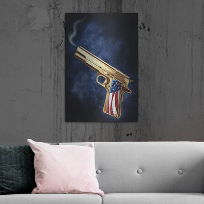 Luxe Metal Art 'Golden Gun' by Flyland Designs, Metal Wall Art,24x36