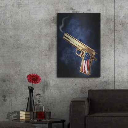 Luxe Metal Art 'Golden Gun' by Flyland Designs, Metal Wall Art,24x36