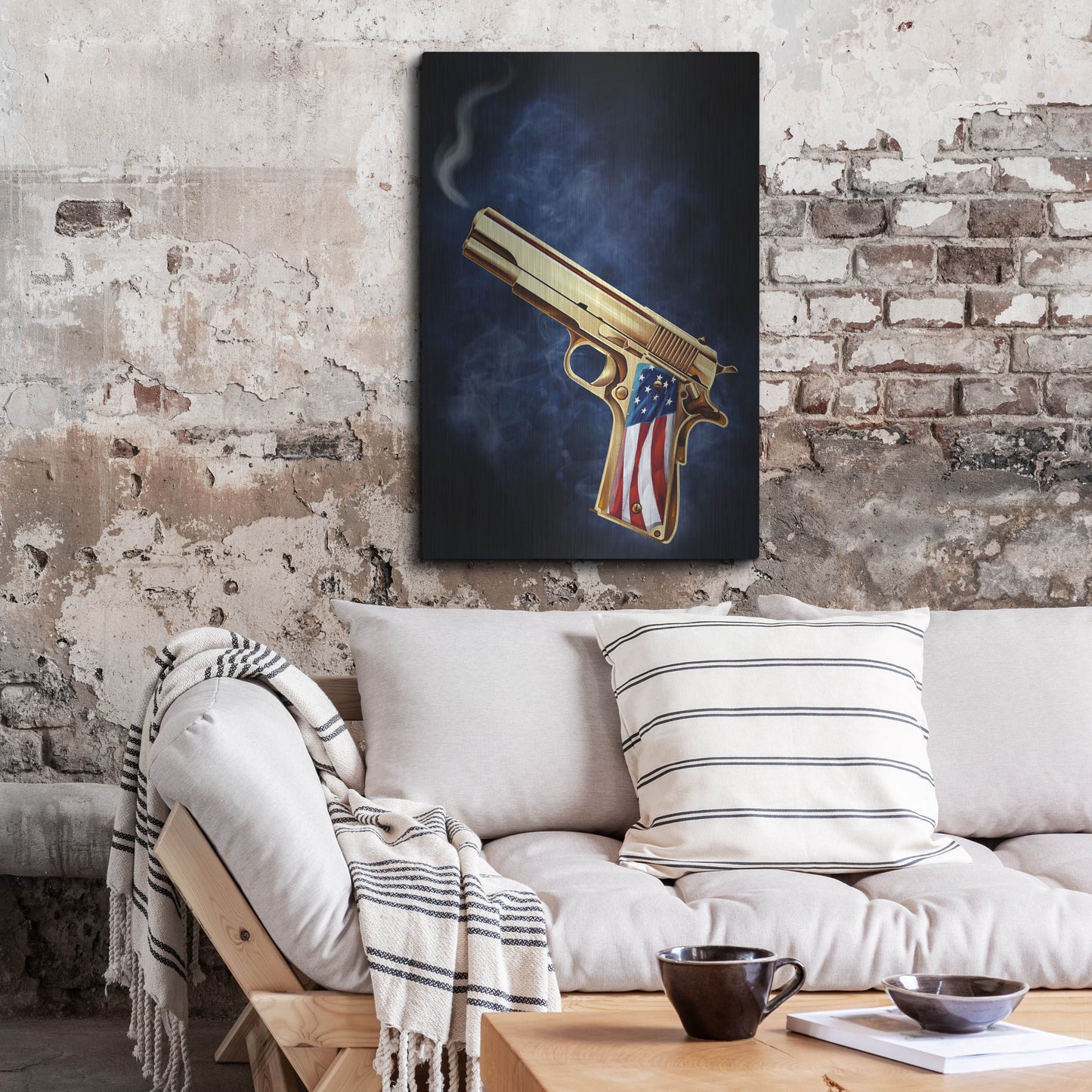 Luxe Metal Art 'Golden Gun' by Flyland Designs, Metal Wall Art,24x36
