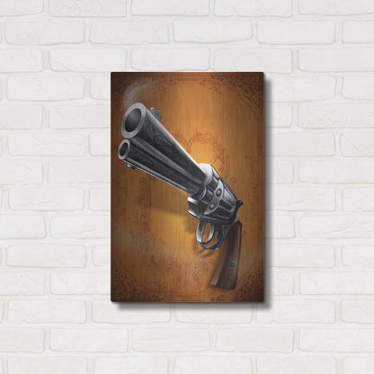 Luxe Metal Art 'Gunslinger - Single Gun 01' by Flyland Designs, Metal Wall Art,16x24