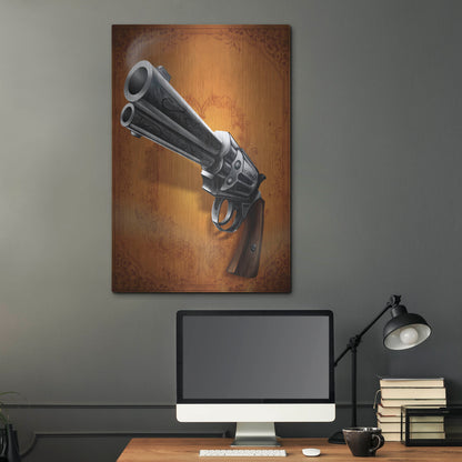 Luxe Metal Art 'Gunslinger - Single Gun 01' by Flyland Designs, Metal Wall Art,24x36