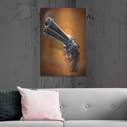 Luxe Metal Art 'Gunslinger - Single Gun 01' by Flyland Designs, Metal Wall Art,24x36