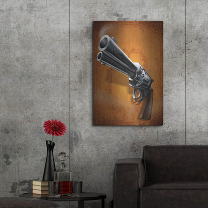 Luxe Metal Art 'Gunslinger - Single Gun 01' by Flyland Designs, Metal Wall Art,24x36
