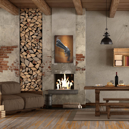 Luxe Metal Art 'Gunslinger - Single Gun 01' by Flyland Designs, Metal Wall Art,24x36