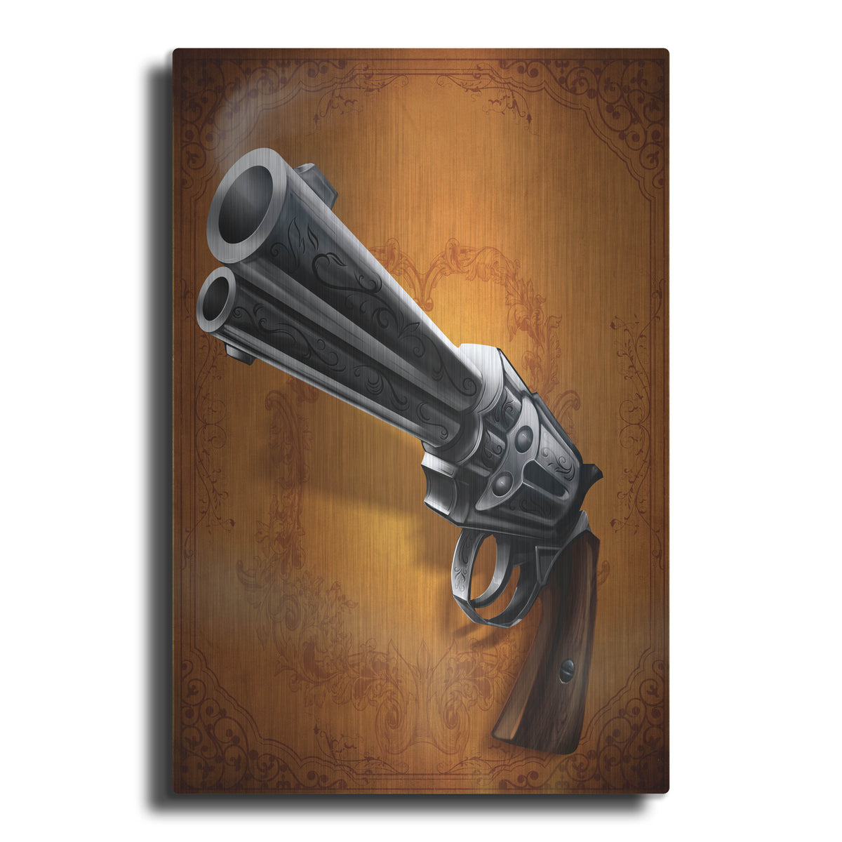 Luxe Metal Art 'Gunslinger - Single Gun 01' by Flyland Designs, Metal Wall Art