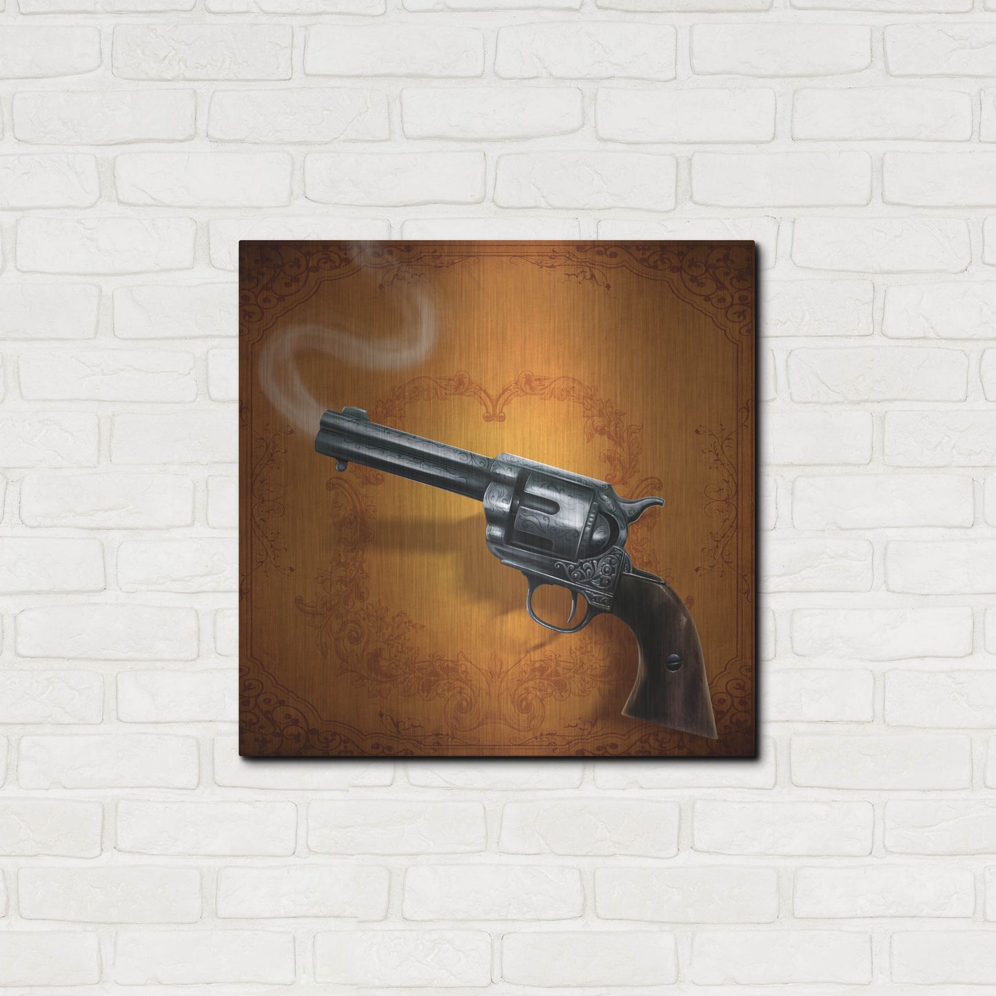 Luxe Metal Art 'Gunslinger - Single Gun 02' by Flyland Designs, Metal Wall Art,24x24