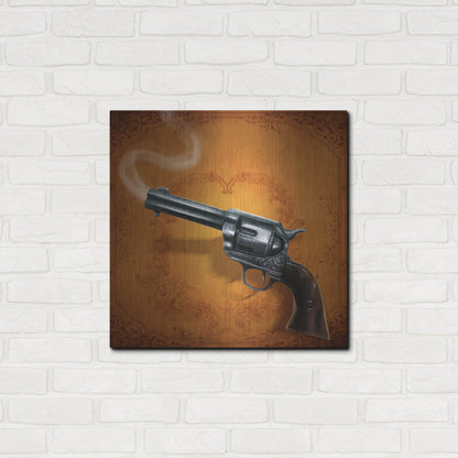 Luxe Metal Art 'Gunslinger - Single Gun 02' by Flyland Designs, Metal Wall Art,24x24