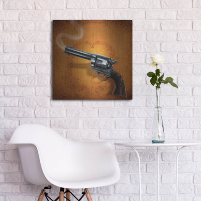 Luxe Metal Art 'Gunslinger - Single Gun 02' by Flyland Designs, Metal Wall Art,24x24