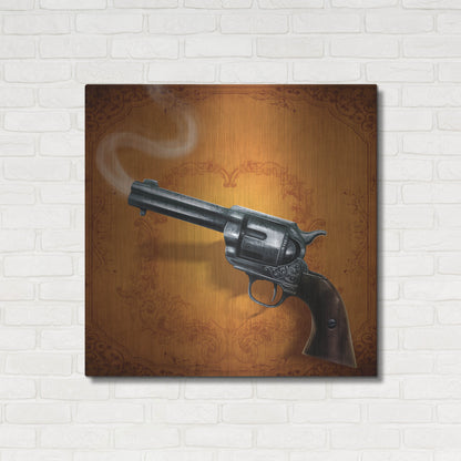 Luxe Metal Art 'Gunslinger - Single Gun 02' by Flyland Designs, Metal Wall Art,36x36