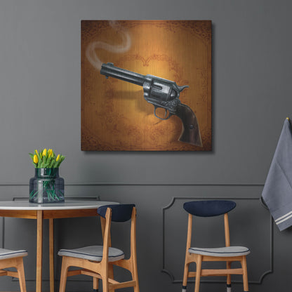 Luxe Metal Art 'Gunslinger - Single Gun 02' by Flyland Designs, Metal Wall Art,36x36