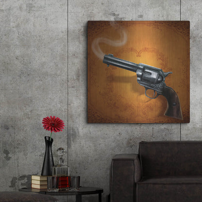 Luxe Metal Art 'Gunslinger - Single Gun 02' by Flyland Designs, Metal Wall Art,36x36