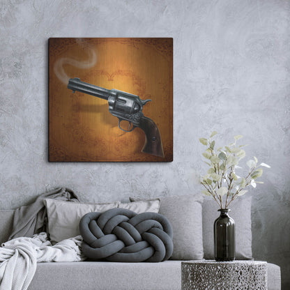 Luxe Metal Art 'Gunslinger - Single Gun 02' by Flyland Designs, Metal Wall Art,36x36