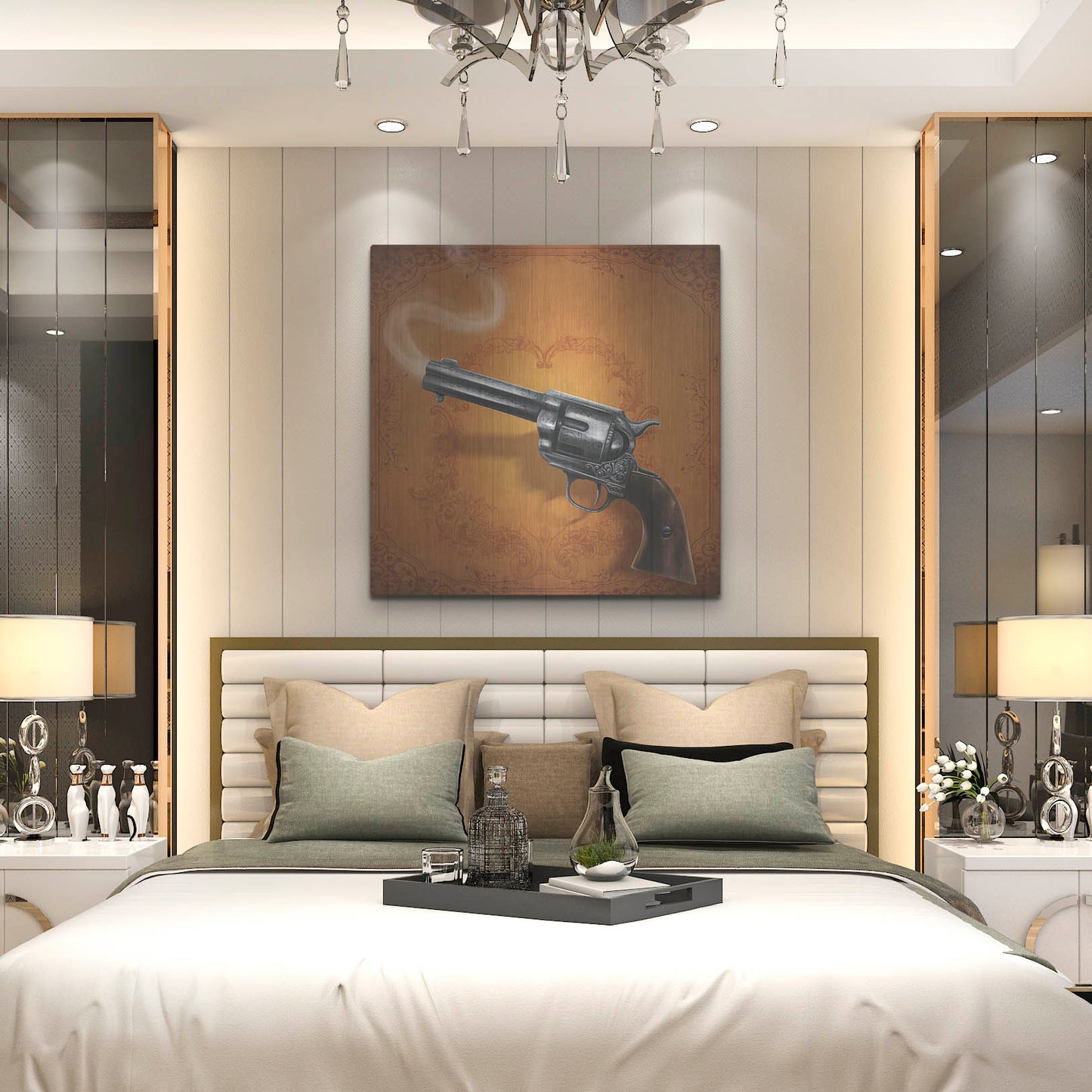 Luxe Metal Art 'Gunslinger - Single Gun 02' by Flyland Designs, Metal Wall Art,36x36