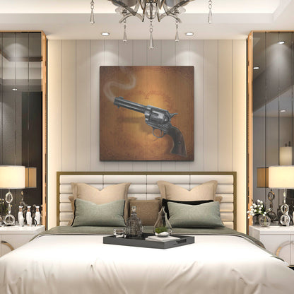 Luxe Metal Art 'Gunslinger - Single Gun 02' by Flyland Designs, Metal Wall Art,36x36