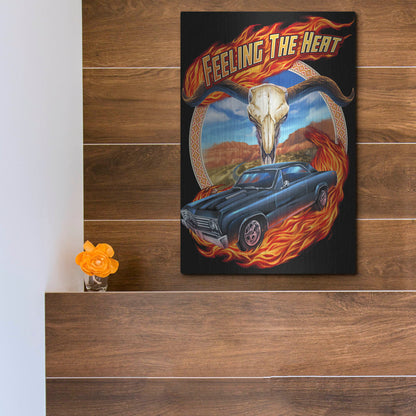 Luxe Metal Art 'Hot Rod Steer Skull Illustration' by Flyland Designs, Metal Wall Art,12x16