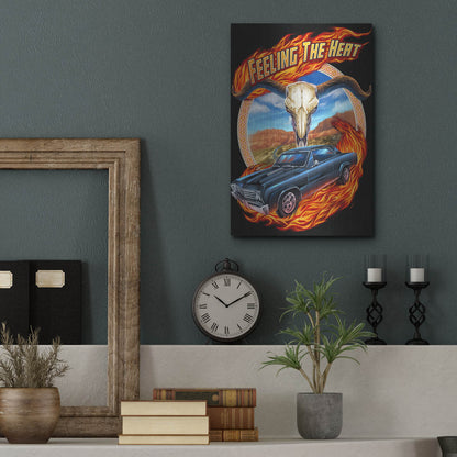 Luxe Metal Art 'Hot Rod Steer Skull Illustration' by Flyland Designs, Metal Wall Art,12x16