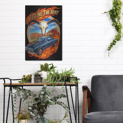 Luxe Metal Art 'Hot Rod Steer Skull Illustration' by Flyland Designs, Metal Wall Art,12x16