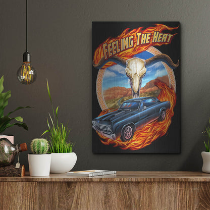 Luxe Metal Art 'Hot Rod Steer Skull Illustration' by Flyland Designs, Metal Wall Art,12x16