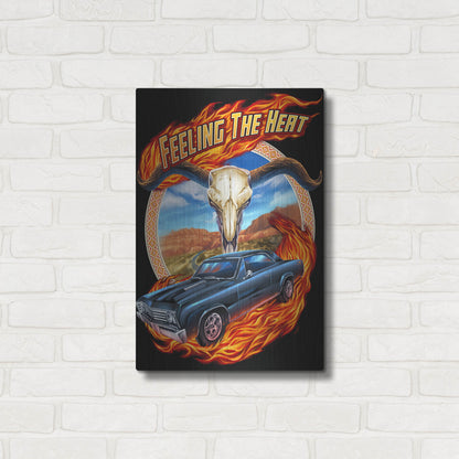 Luxe Metal Art 'Hot Rod Steer Skull Illustration' by Flyland Designs, Metal Wall Art,16x24