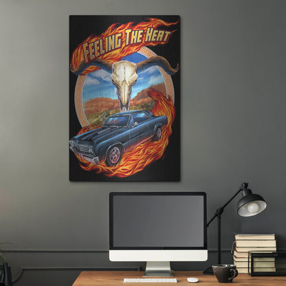Luxe Metal Art 'Hot Rod Steer Skull Illustration' by Flyland Designs, Metal Wall Art,24x36