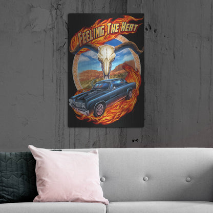Luxe Metal Art 'Hot Rod Steer Skull Illustration' by Flyland Designs, Metal Wall Art,24x36