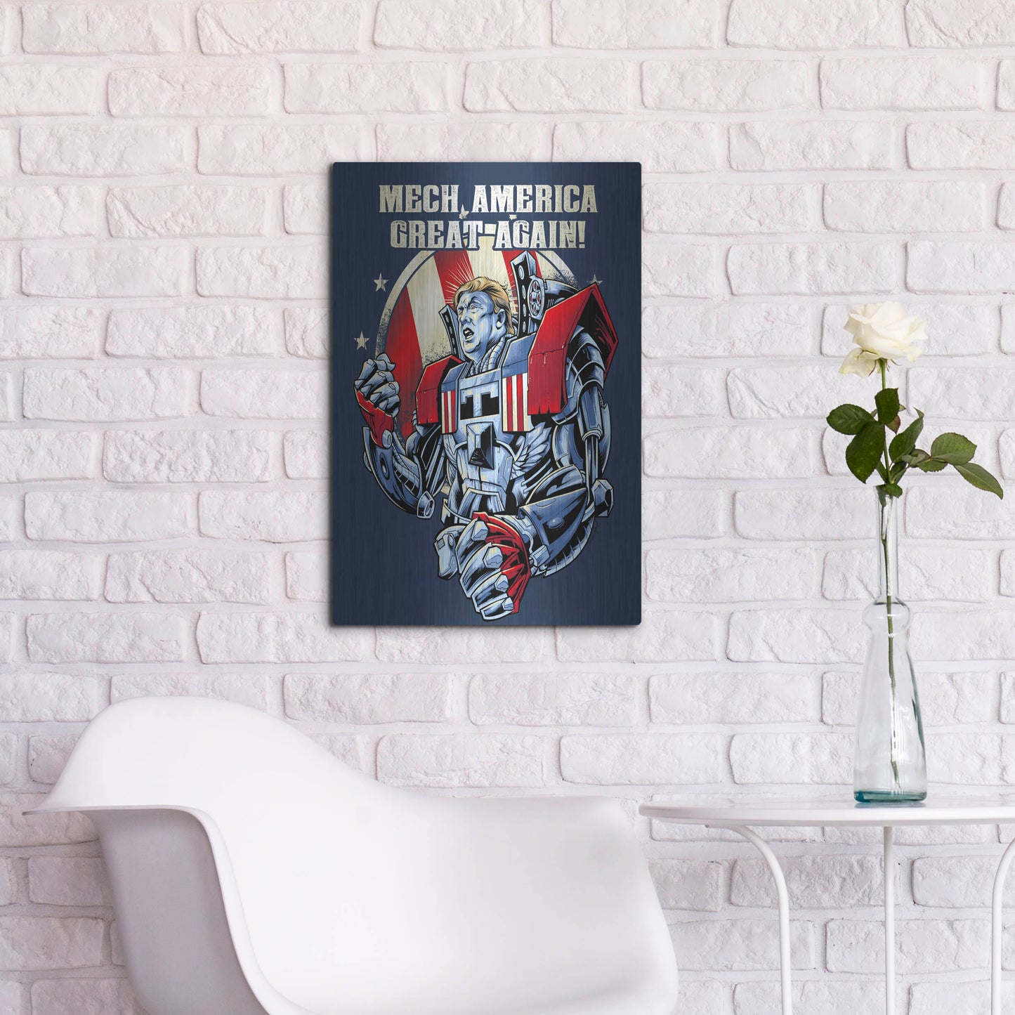 Luxe Metal Art 'Mecha Trump Amazon' by Flyland Designs, Metal Wall Art,16x24