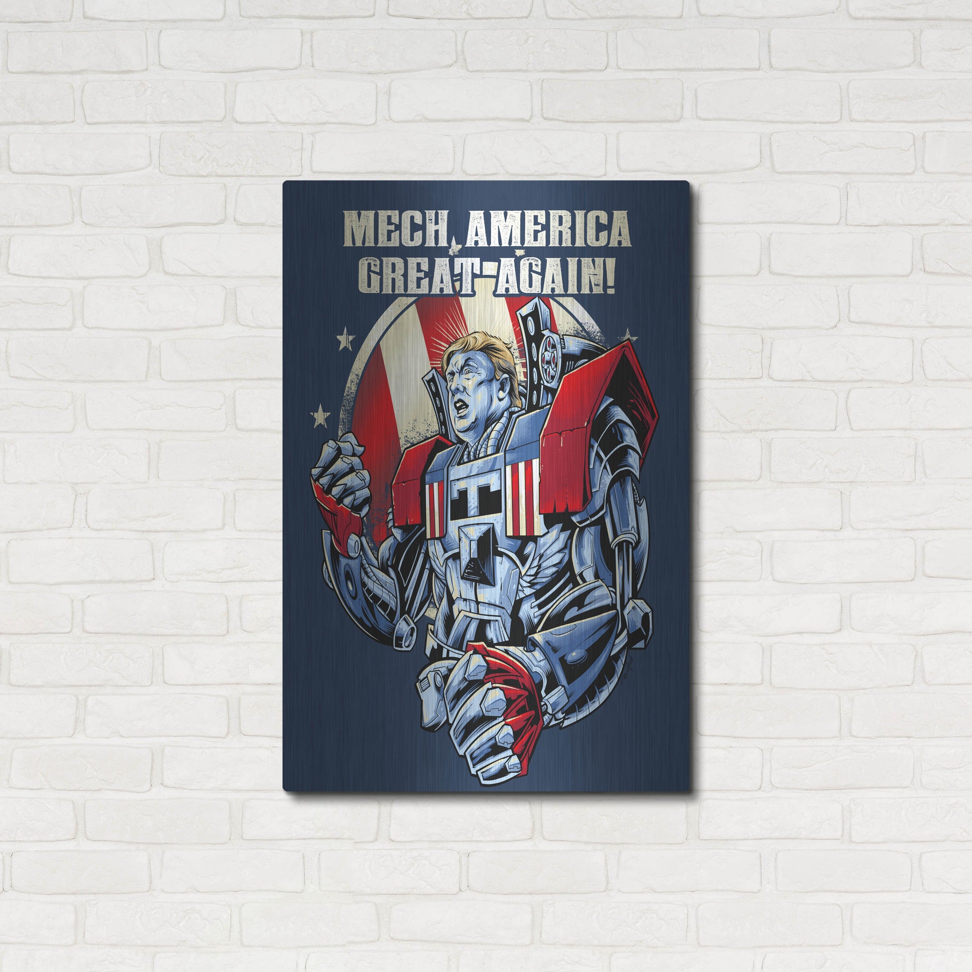 Luxe Metal Art 'Mecha Trump Amazon' by Flyland Designs, Metal Wall Art,24x36