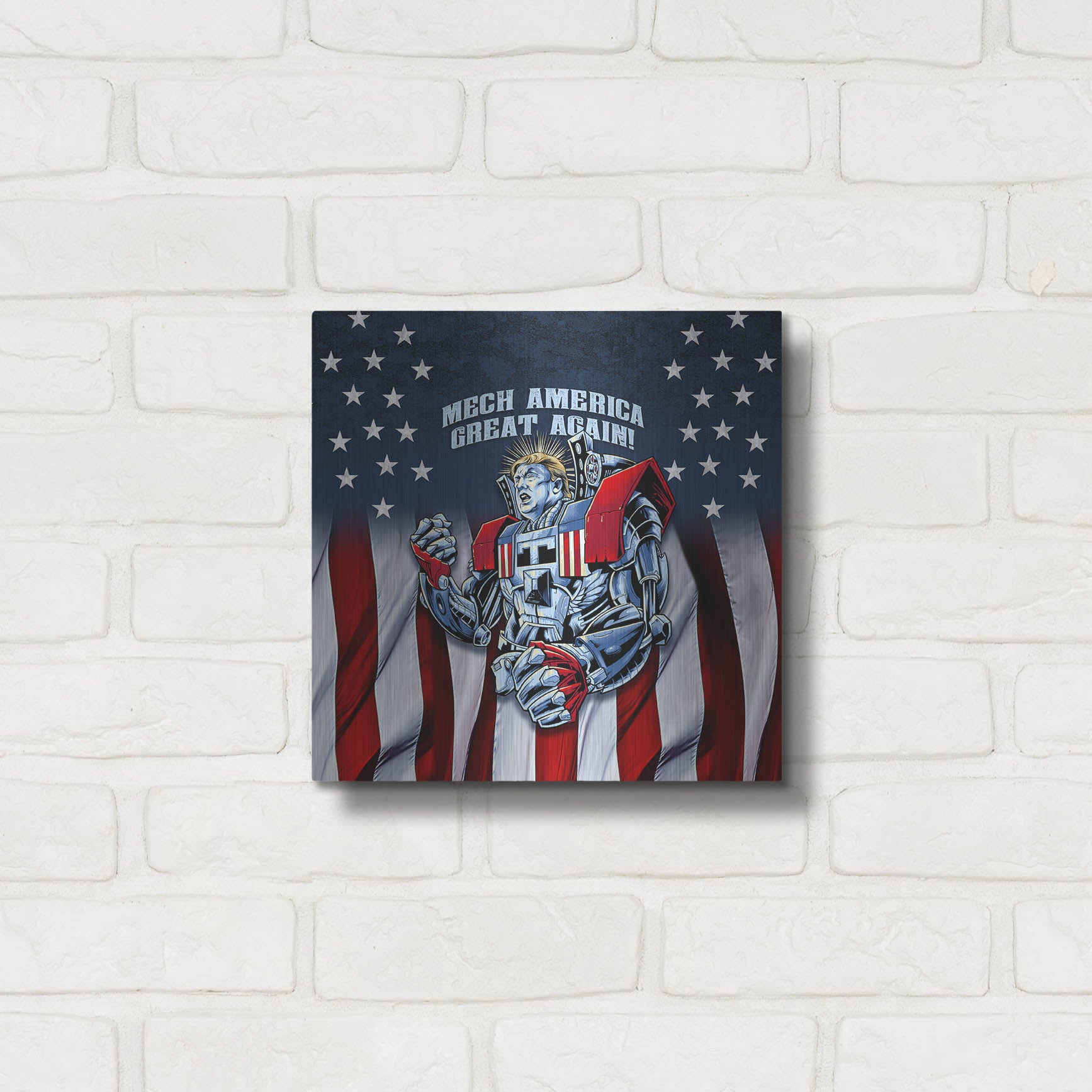 Luxe Metal Art 'Mecha Trump Rageon' by Flyland Designs, Metal Wall Art,12x12