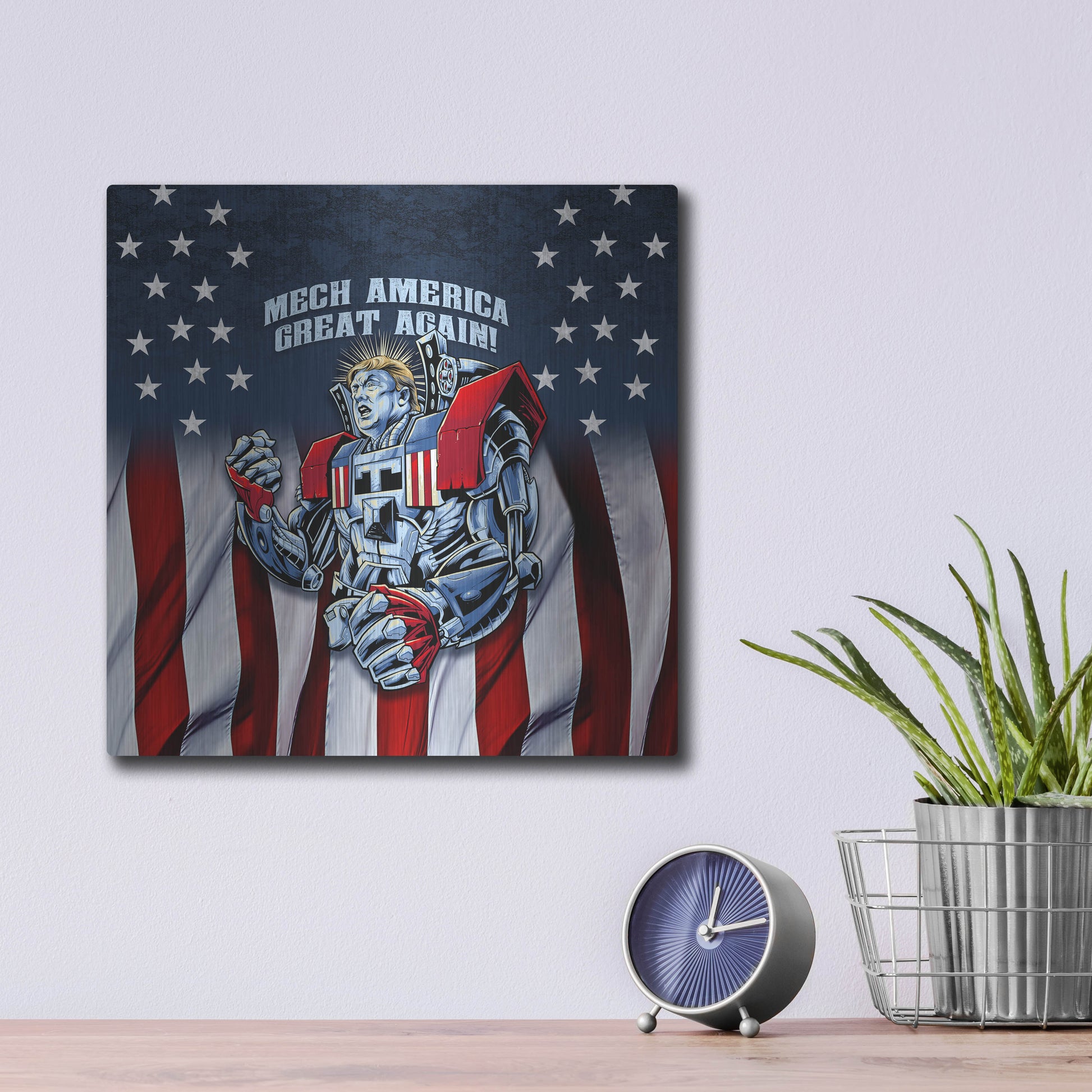 Luxe Metal Art 'Mecha Trump Rageon' by Flyland Designs, Metal Wall Art,12x12