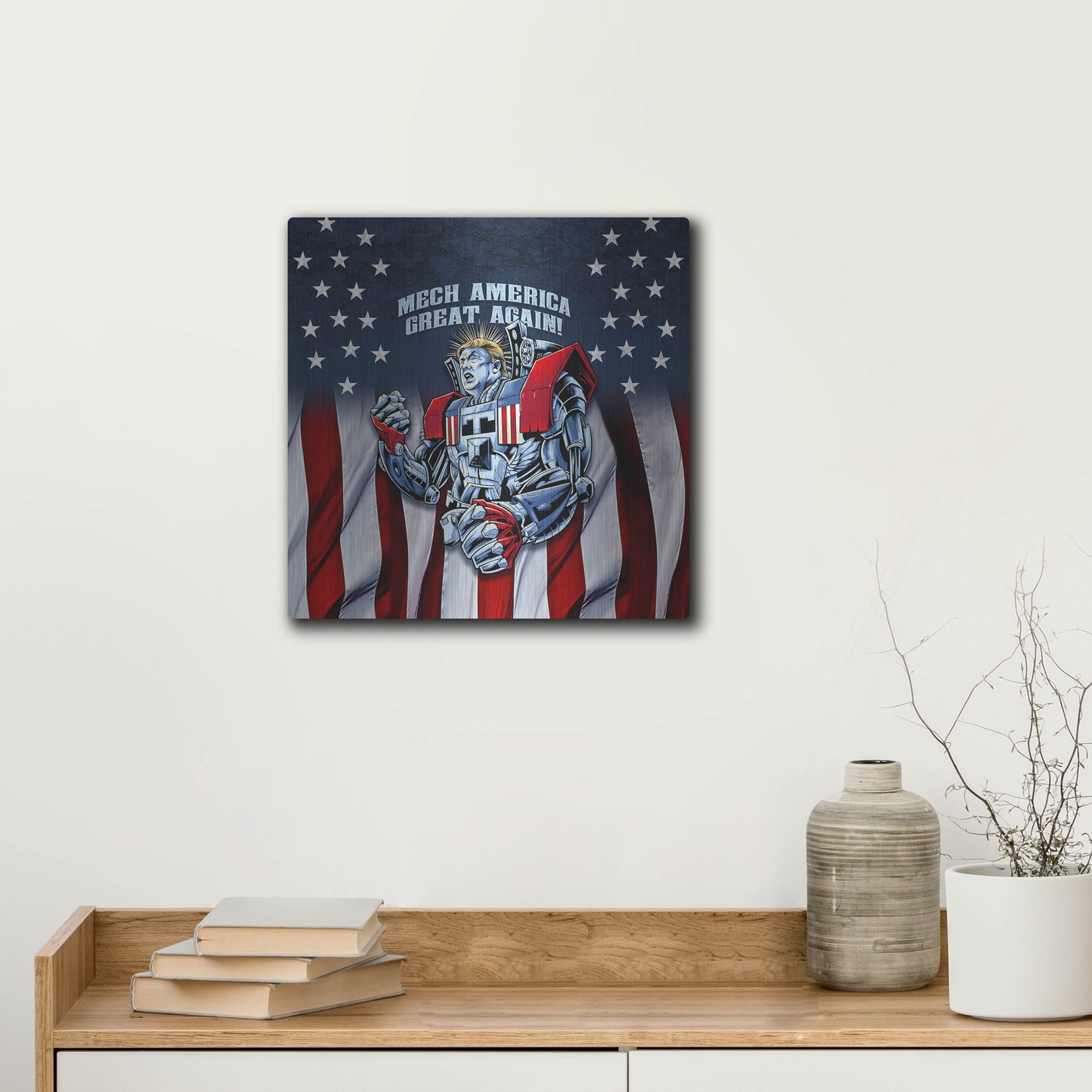 Luxe Metal Art 'Mecha Trump Rageon' by Flyland Designs, Metal Wall Art,12x12