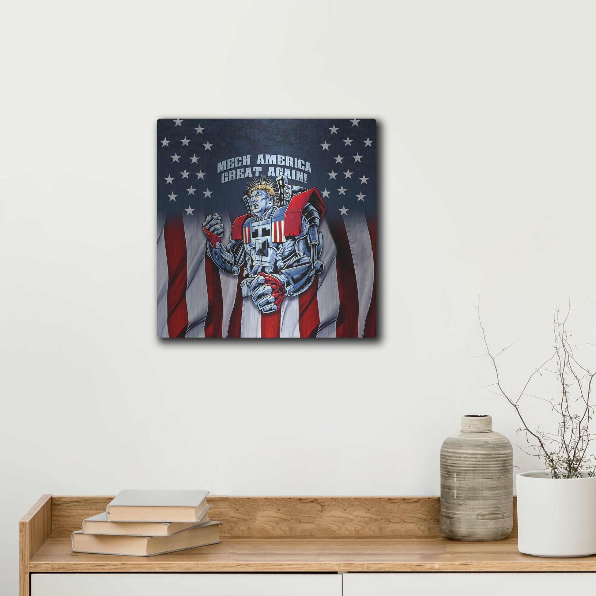Luxe Metal Art 'Mecha Trump Rageon' by Flyland Designs, Metal Wall Art,12x12