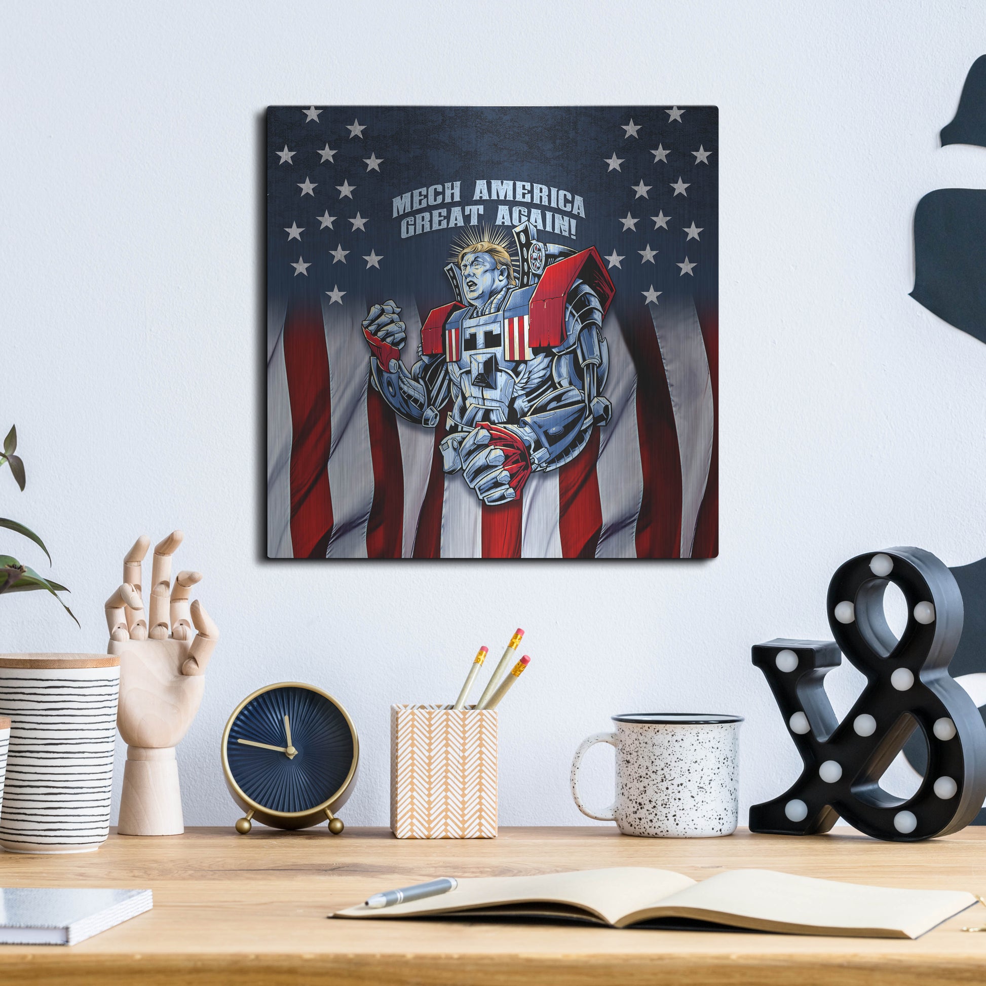Luxe Metal Art 'Mecha Trump Rageon' by Flyland Designs, Metal Wall Art,12x12