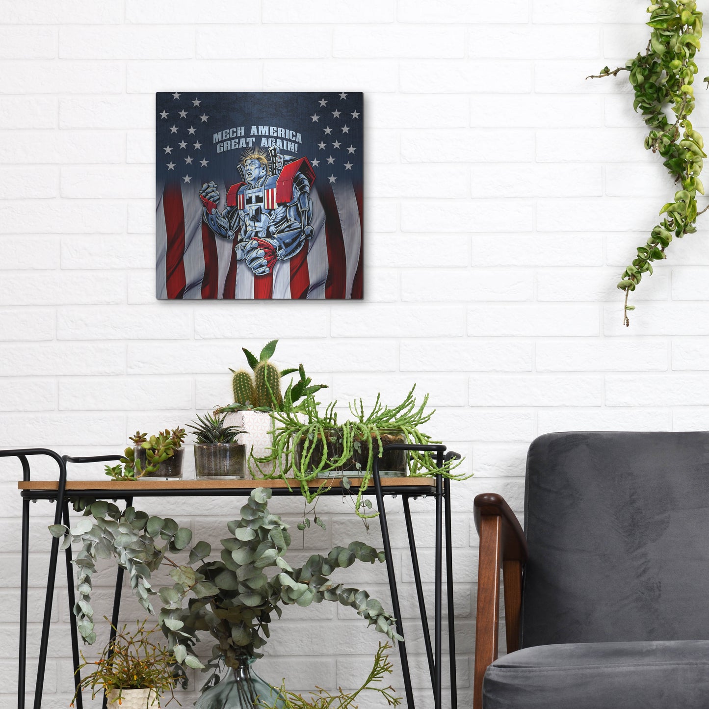 Luxe Metal Art 'Mecha Trump Rageon' by Flyland Designs, Metal Wall Art,12x12