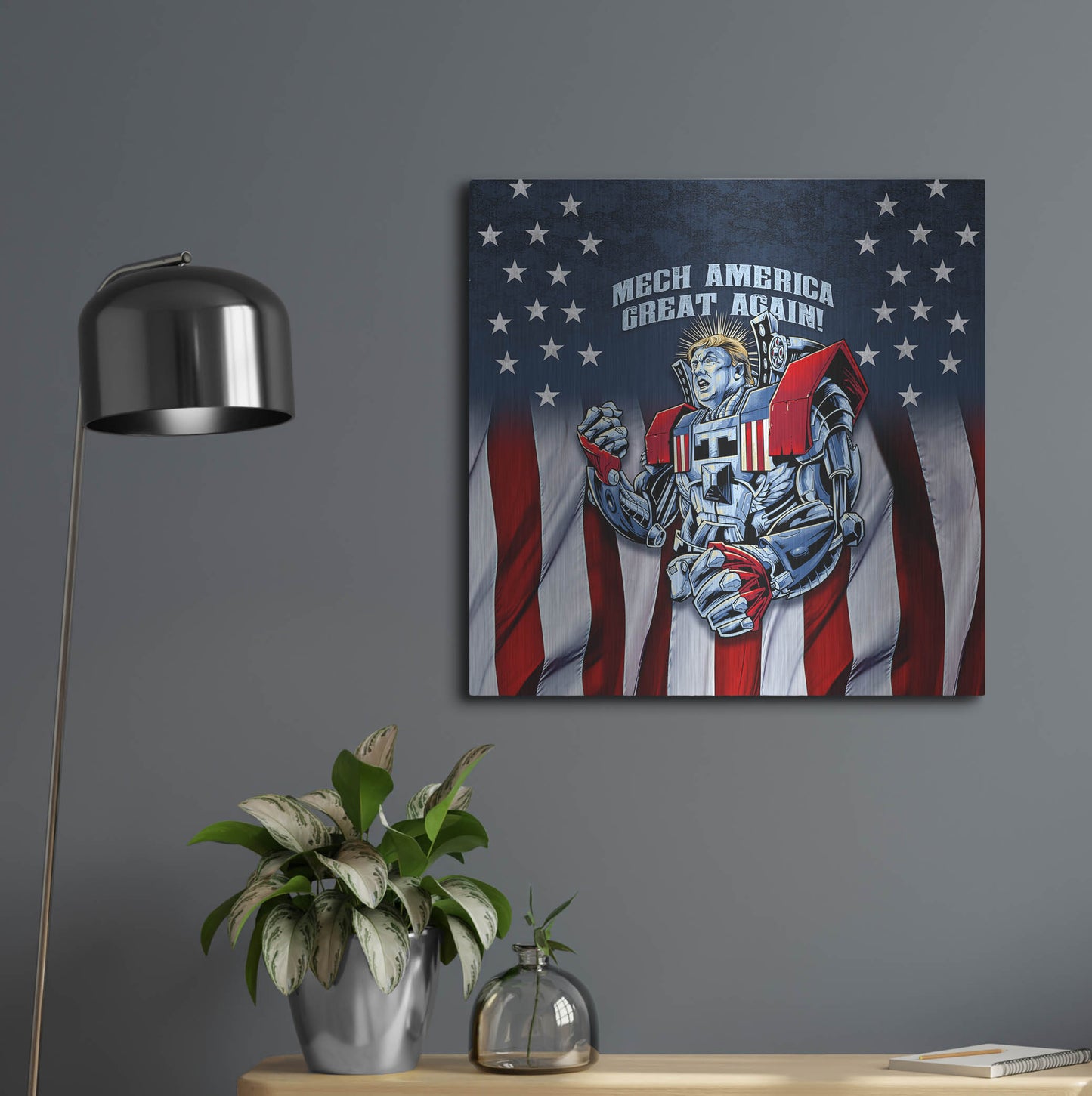 Luxe Metal Art 'Mecha Trump Rageon' by Flyland Designs, Metal Wall Art,24x24