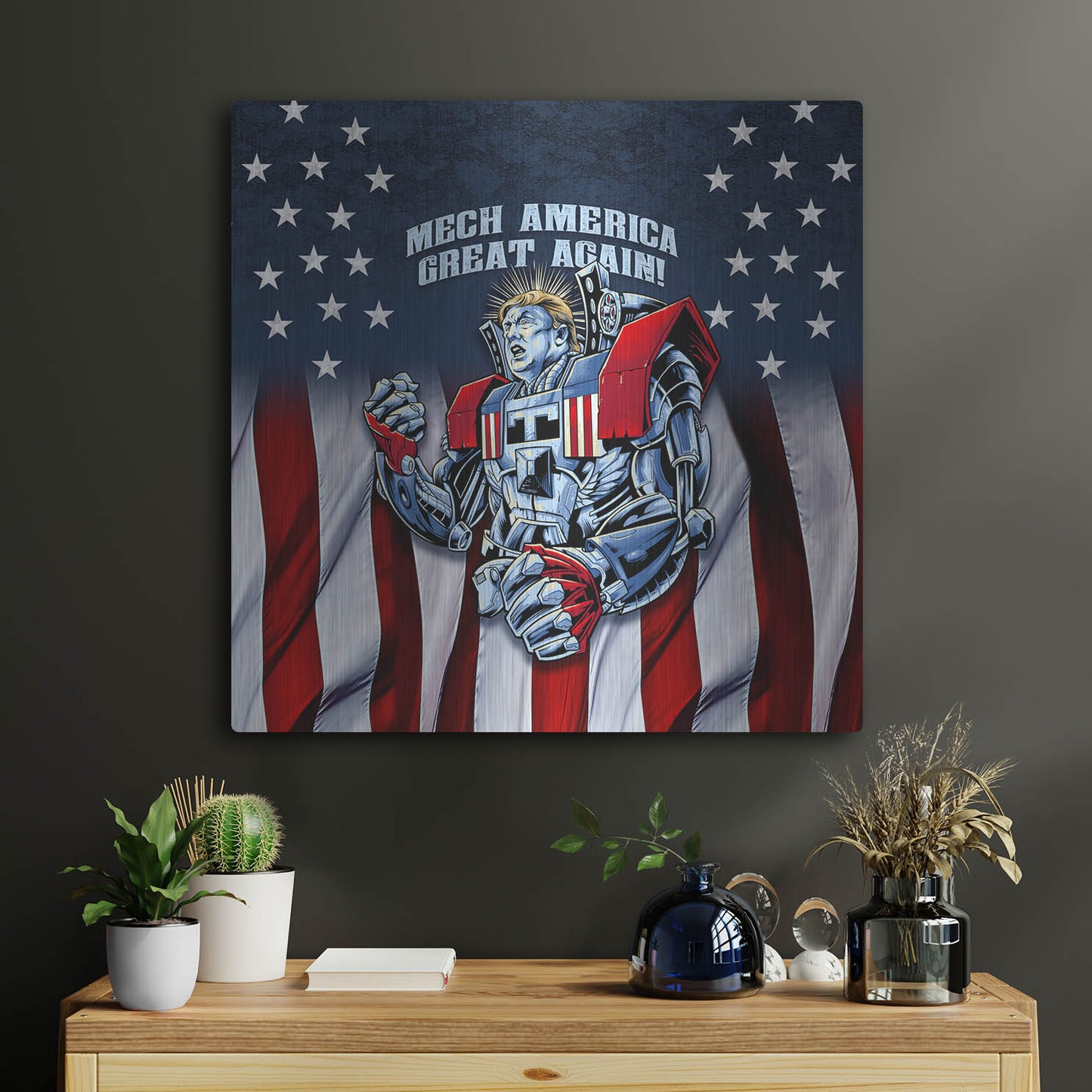 Luxe Metal Art 'Mecha Trump Rageon' by Flyland Designs, Metal Wall Art,24x24