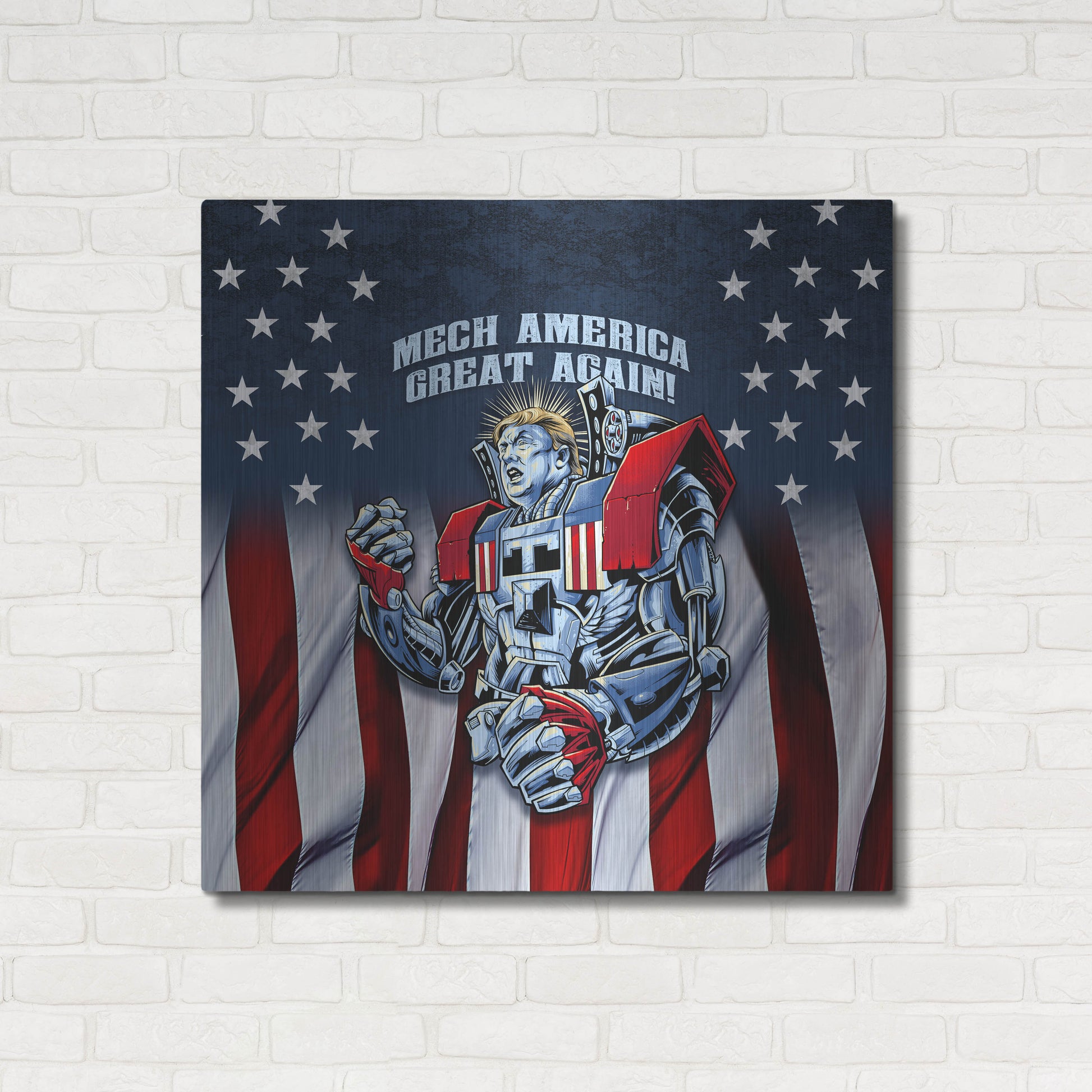 Luxe Metal Art 'Mecha Trump Rageon' by Flyland Designs, Metal Wall Art,36x36