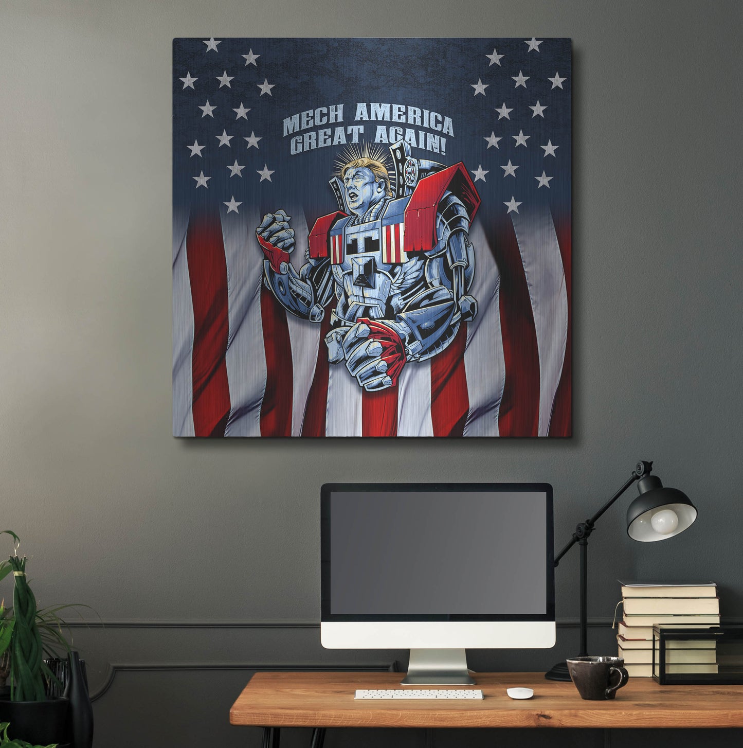 Luxe Metal Art 'Mecha Trump Rageon' by Flyland Designs, Metal Wall Art,36x36