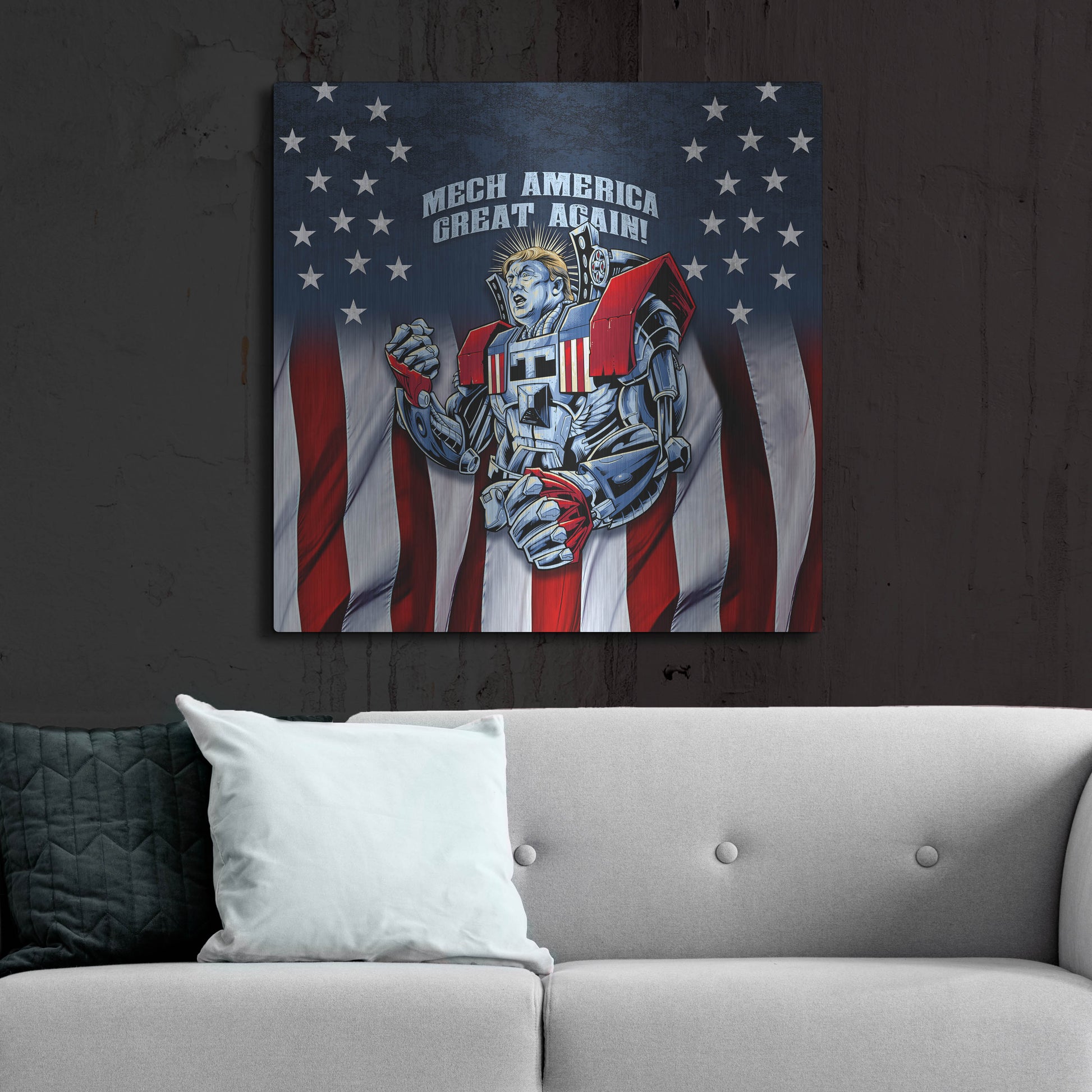 Luxe Metal Art 'Mecha Trump Rageon' by Flyland Designs, Metal Wall Art,36x36
