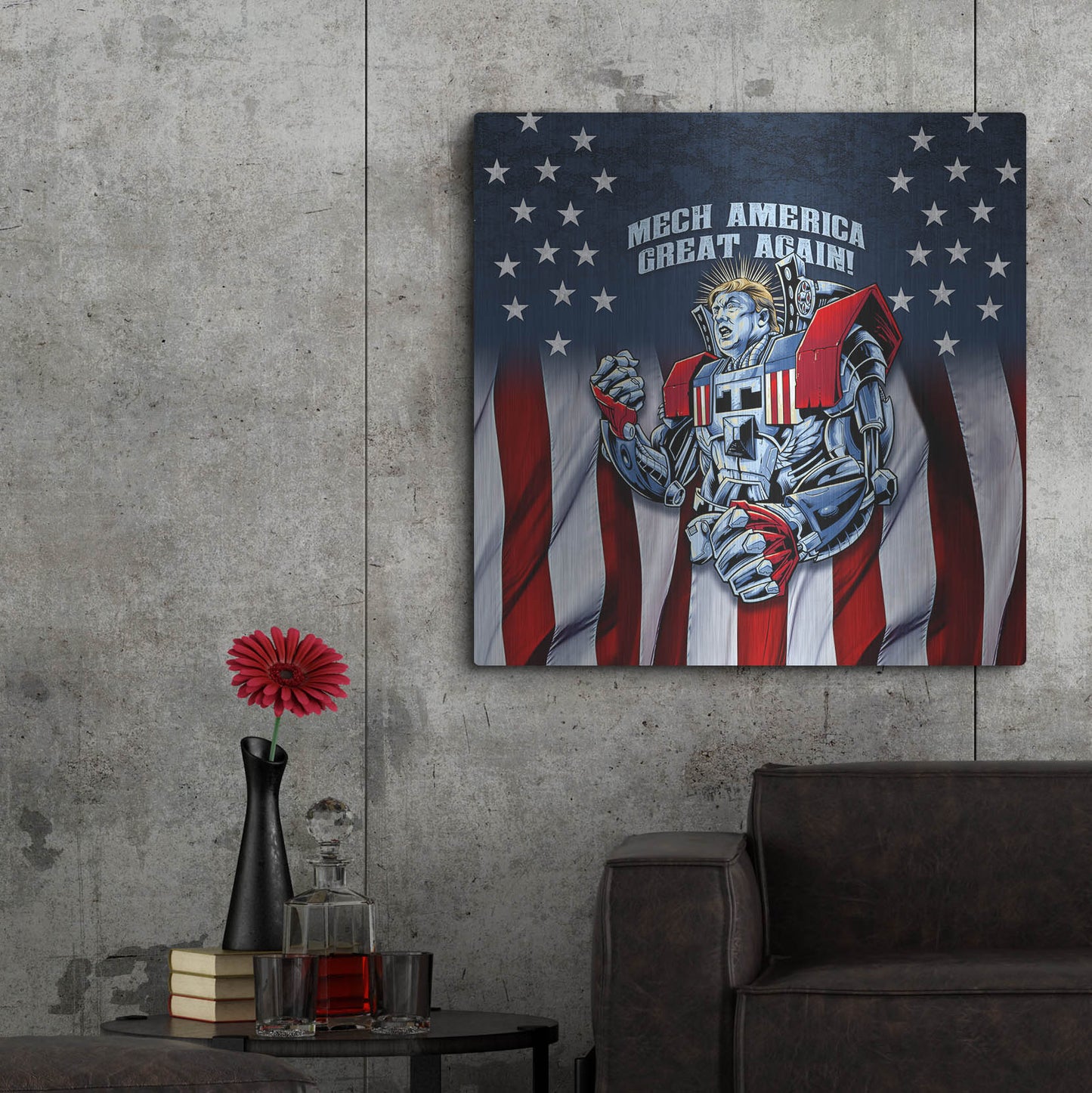 Luxe Metal Art 'Mecha Trump Rageon' by Flyland Designs, Metal Wall Art,36x36